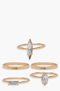 Boohoo Diamante Stack Ring Pack