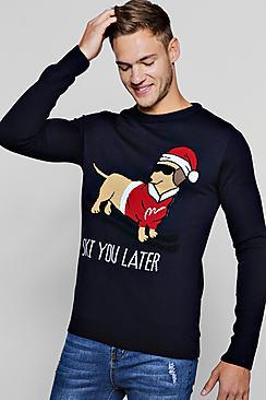 Boohoo Ski Dachshund Christmas Jumper