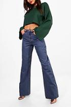 Boohoo Tall Pip Mid Blue Wide Leg Jeans