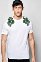 Boohoo Dragon Shoulder Print T Shirt White