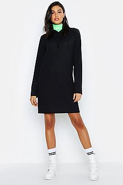 Boohoo Tall Hooded Rib Sweat Dress
