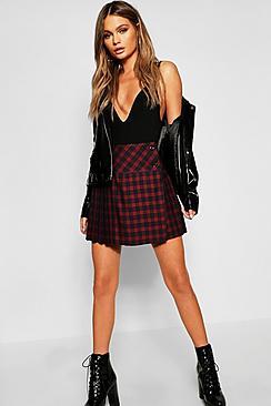 Boohoo Tartan Check Pleated Mini Skirt
