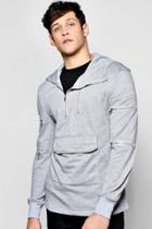 Boohoo Zip Detail Hoodie With Front Pocket Grey