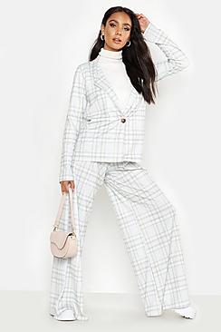 Boohoo Check Print Extreme Wide Leg Trouser