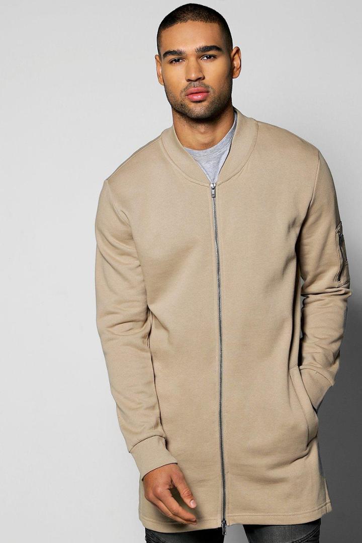 Boohoo Longline Jersey Ma1 Bomber Taupe