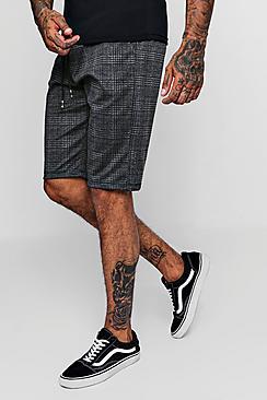 Boohoo Checked Smart Jogger Shorts
