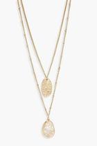 Boohoo Textured Coin & Iridescent  Layered Necklace