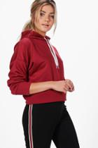 Boohoo Hailey Cropped Hooded Sweat Burgundy