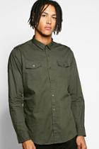 Boohoo Long Sleeve Utility Shirt Khaki