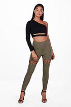 Boohoo Astoria Eyelet Lace Up Stretch Trousers