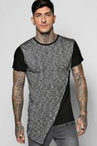 Boohoo Longline Asymetric Space Panel T Shirt Black