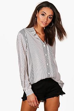 Boohoo Kerry Oversized Stripe Woven Shirt