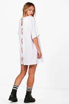 Boohoo Sally Lace Up Sport Trim Back Detail T-shirt Dress