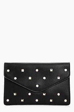 Boohoo Maya Pearl & Stud Clutch Bag