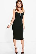 Boohoo Philly Rib Zip Detail Midi Dress