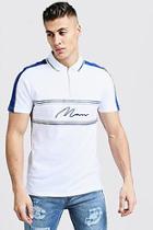 Boohoo Man Signature Zip Polo With Contrast Panels