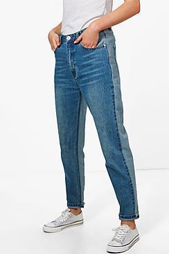 Boohoo Sophie High Waist Contrast Mom Jeans