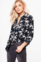 Boohoo Annabel Flroal Print Shirt Black