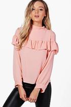 Boohoo Phoebe Woven Ruffle Front Blouse