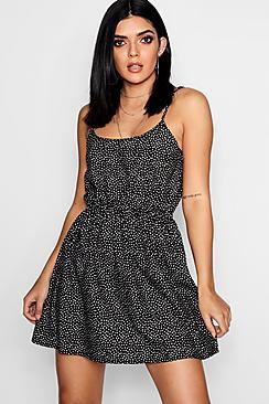 Boohoo Sophia Spot Print Strappy Sundress