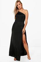 Boohoo Plus Slinky One Shoulder Split Maxi Dress