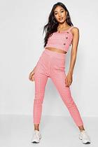 Boohoo Gingham Button Crop Top & Pants Co-ord