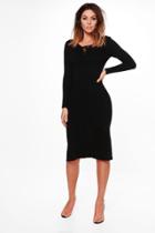 Boohoo Eloise V Neck Midi Dress Black