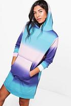 Boohoo Tasha Tie Dye Hooded Sweat Dress
