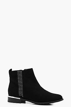Boohoo Emily Diamante Trim Chelsea Boot