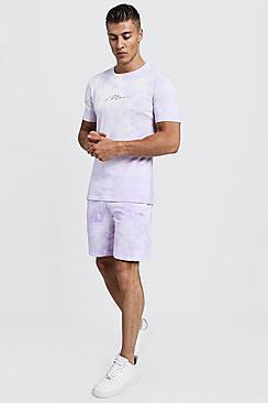 Boohoo Tie Dye Man Autograph T-shirt & Short Set