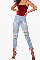Boohoo Tall Hollie Eyelet And Ripped Jeans