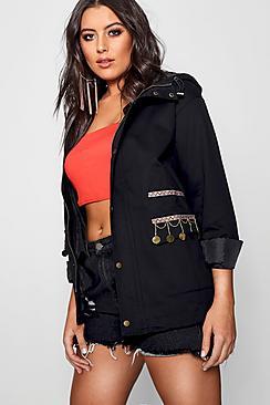 Boohoo Plus Kady Tape Trim Parka