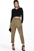 Boohoo Alani Turn Up Tie Waist Cargo Trousers