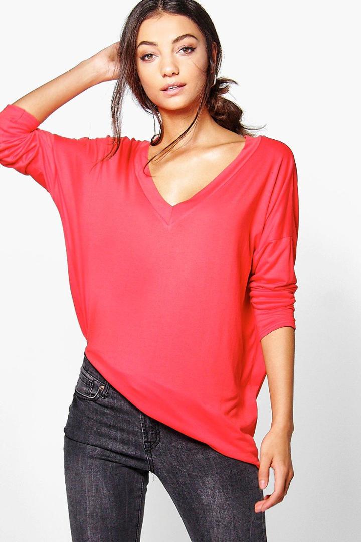 Boohoo Tall Riane Oversized Long Sleeve Top Orange
