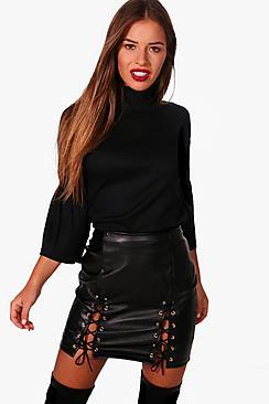 Boohoo Petite Volume Sleeve Turtleneck Top