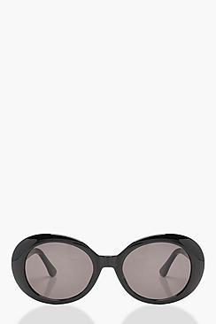 Boohoo Amy Black Round Oval Sunglasses