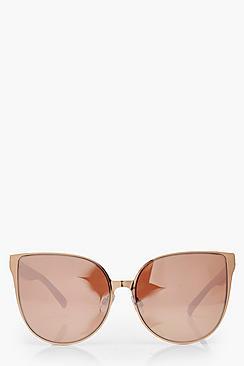 Boohoo Rose Gold Oversized Retro Sunglasses