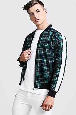 Boohoo Check Contrast Bomber