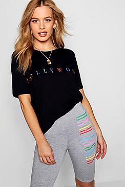 Boohoo Petite Amy Rainbow Slogan Boxy T-shirt