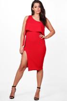 Boohoo Plus Laurie Double Layer Midi Dress Red