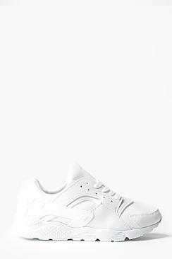 Boohoo Lace Up Running Trainers With Heel Detail