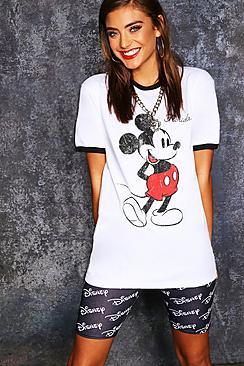 Boohoo Mickey Original Ringer Tee