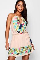 Boohoo Ibiza Floral Sequin Tassel Tie Beach Dress