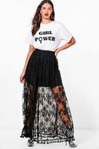 Boohoo Juniper Bohemian Lace Tassle Maxi Skirt