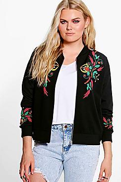 Boohoo Plus Indi Printed Bomber Jacket