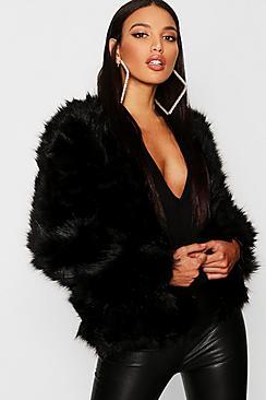 Boohoo Boutique Faux Fur Panel Coat