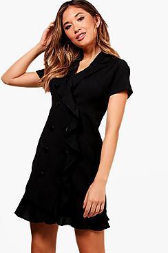 Boohoo Frill Detail Blazer Dress