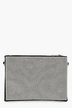 Boohoo Chainmail Zip Top Clutch With Chain