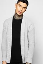 Boohoo Textured Knit Edge To Edge Cardigan Grey