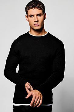 Boohoo Knitted T-shirt With Faux Jersey Inserts